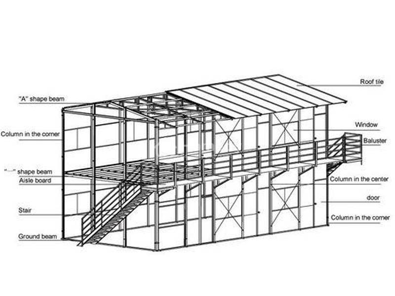 bản vẽ nhà tiền chế 2 tầng