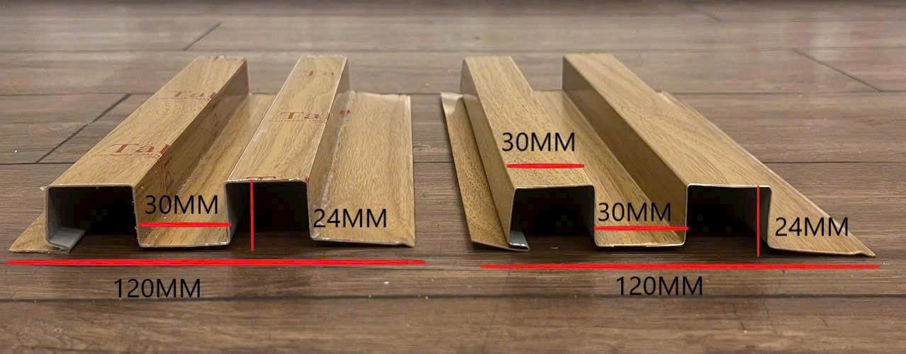 Kích thước trần nhôm giả gỗ B Multi-Shaped.