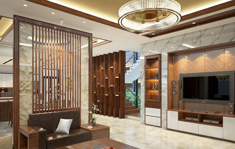 Vách lam gỗ nhựa phòng khách